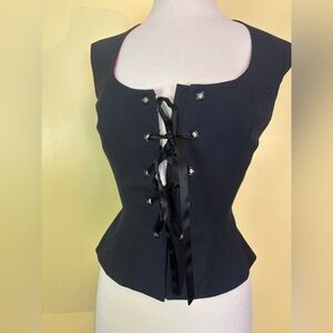 Kenar Black Corset with Pink Lining